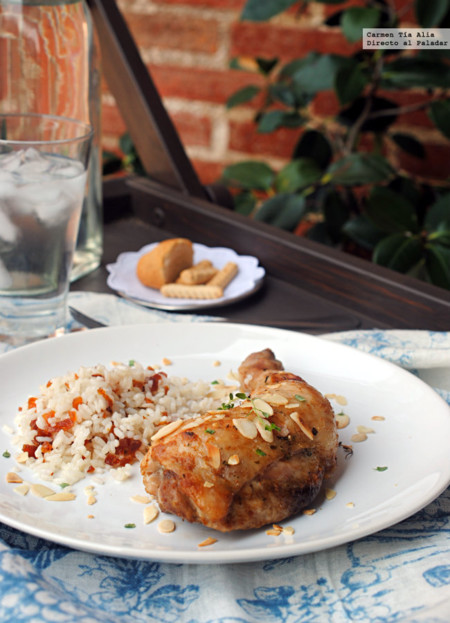 Pollo asado con tomillo, lima y especias tandoori. Receta saludable