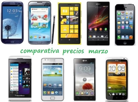 Comparativa Precios Smartphones más potentes Marzo 2013