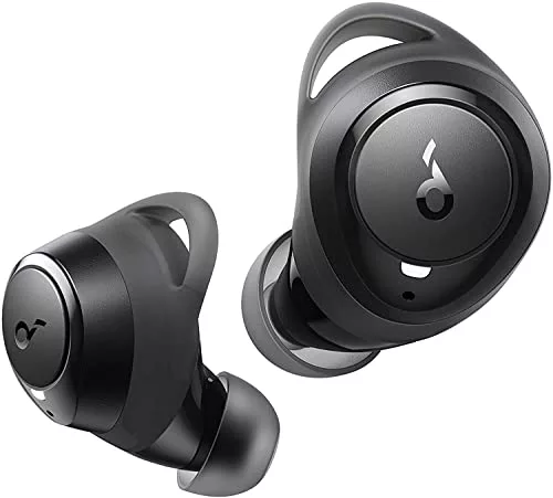 Auriculares inalámbricos SoundCore by Anker A1, sonido potente, 35 horas de reproducción, carga inalámbrica, carga rápida USB-C, IPX7 impermeable