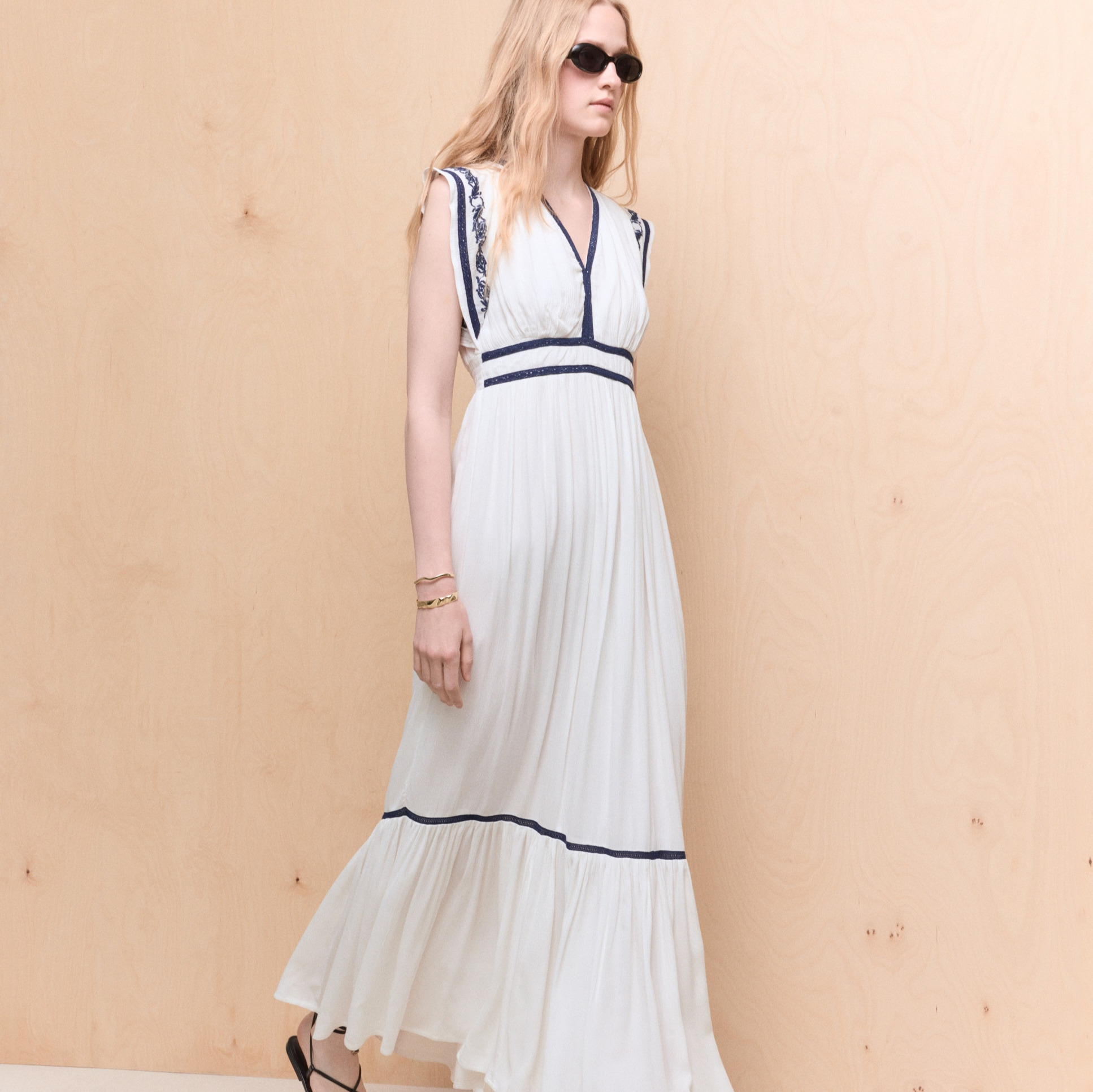 Vestido de mujer largo de bambula. - Easy Wear - Blanco roto