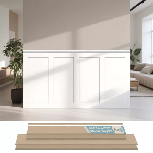 Art3d Kit Paneles de Listones MDF Pintable para Pared
