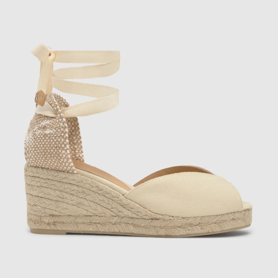 Castañer
Sandalias de cuña de mujer Bilina estilo peep-toe en algodón orgánico