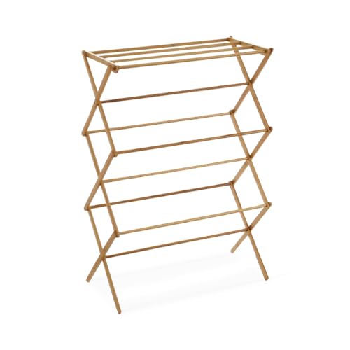 Toallero tendedero Plegable de Madera de bambú Natural de 74x36x105 cm