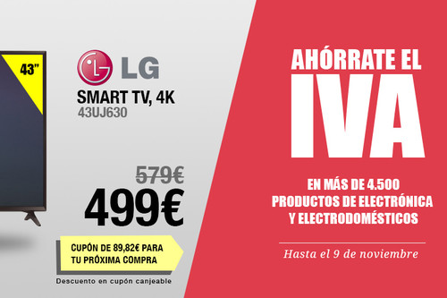 En Carrefour, hasta el 9 de noviembre, te ahorras el IVA en electrónica y electrodomésticos