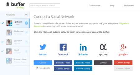 Buffer se integra con Google+, pero sólo con las Páginas