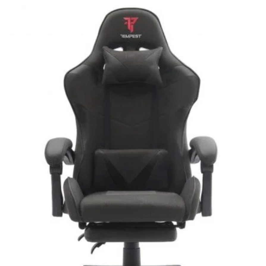 Tempest Shake Silla Gaming con Reposapiés y Masaje Negra Tela Transpirable