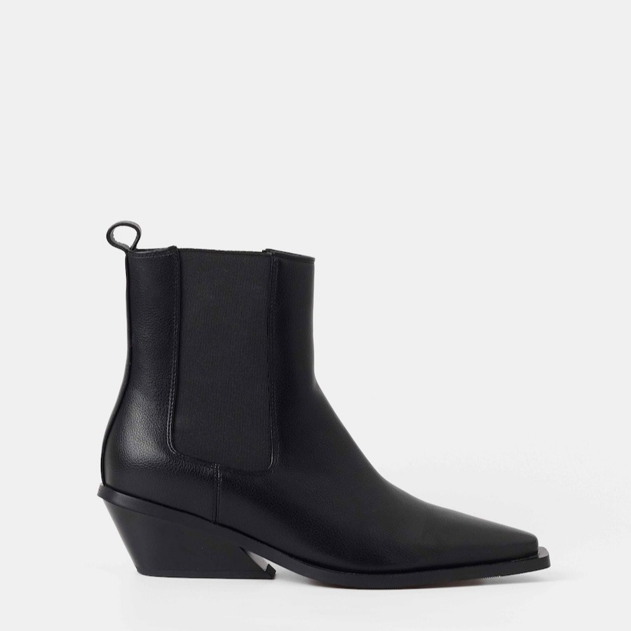 Bottines cowboy femme unies avec élastiques latéraux - Mim - Noir