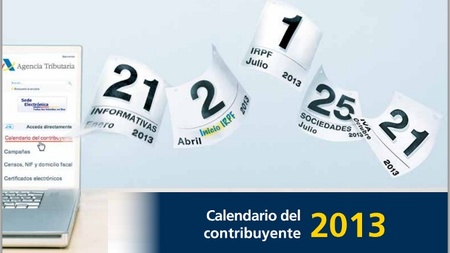 Disponible el calendario del contribuyente 2013 de la Agencia Tributaria