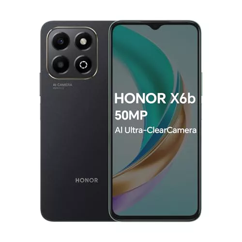 HONOR X6b 4G Smartphone 4GB 128GB, 6.56" 90Hz TFTLCD, 5200mAh Batería, Cámara Principal de 50MP, Android 14, Dual Sim, NFC, Negro