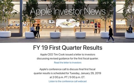 Apple presentará sus resultados financieros del primer trimestre fiscal de 2019 este 29 de enero