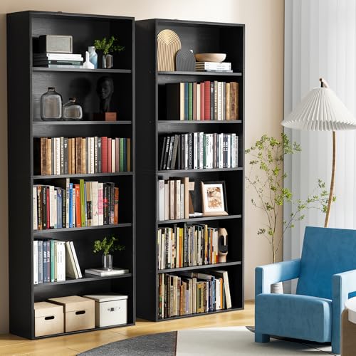 SIMPLE HOGAR librero,librero Minimalista,decoración de Madera con 6 Compartimentos de Almacenamiento