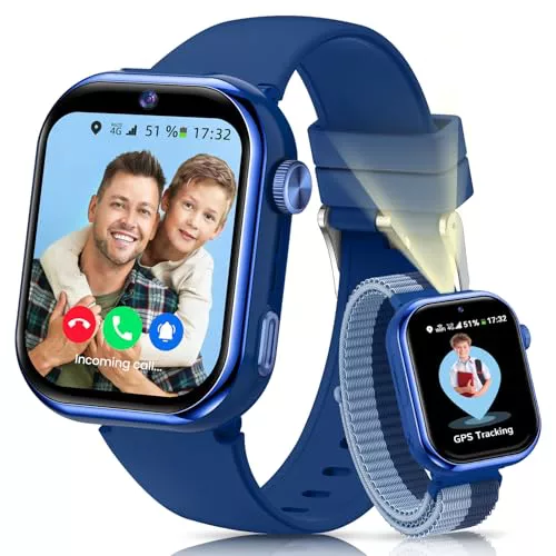4G Reloj Inteligente Niño, 1.83'' HD Smartwatch Niños con GPS y Llamadas, Videollamadas, Chat de Voz, Modo Escuela