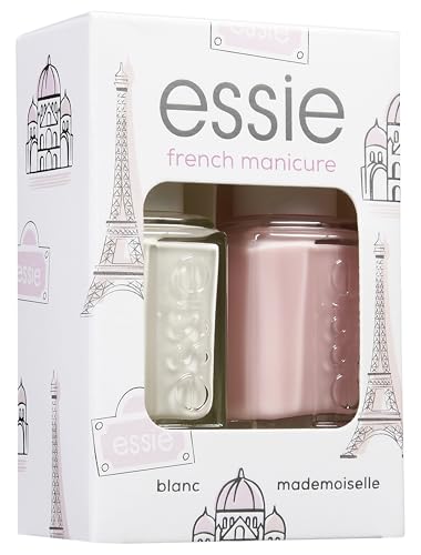 Essie, Kit de manicura francesa French Manicure, dúo de esmaltes tamaño estándar, Tonos 01 Blanc y 13 Mademoiselle