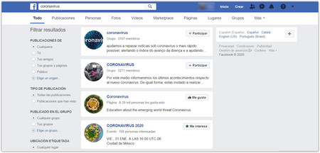 Busqueda En Facebook Coronavirus Google Chrome