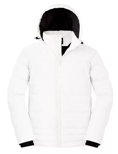 Wantdo Abrigo Cálido Invierno Chaqueta Puffer Resistente al Agua Parka Casual Militar Exteriores Abrigo Hombre Invierno Elegante Hombre Gris y blanco G21 M