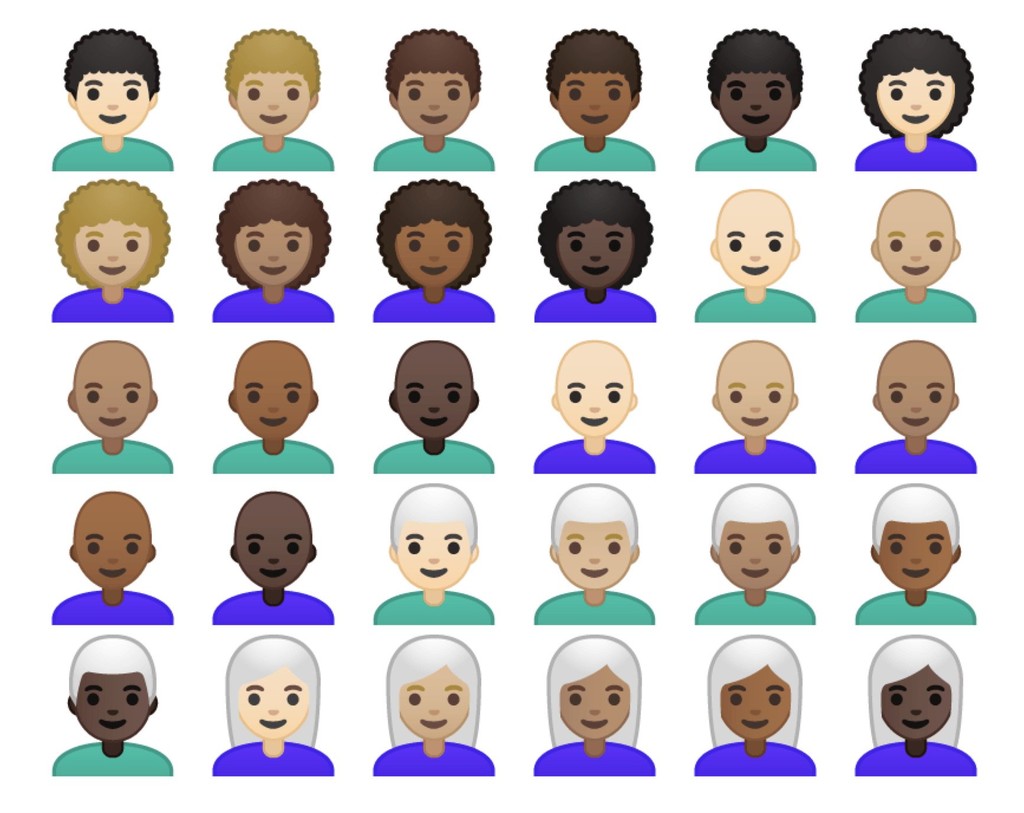 Android P Beta 2 Curly Bald White Hair Emojipedia