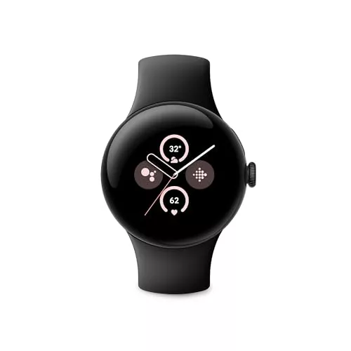 Google Pixel Watch 2 with Fitbit および Google - 心拍数モニタリング、ストレス管理、安全性 - Android スマートウォッチ - マットブラックアルミニウムケース - 黒曜石スポーツバンド - Wi-Fi