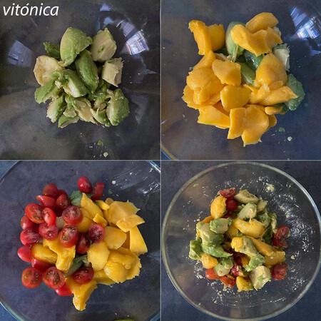 Ensalada Mango Aguacate Pasos