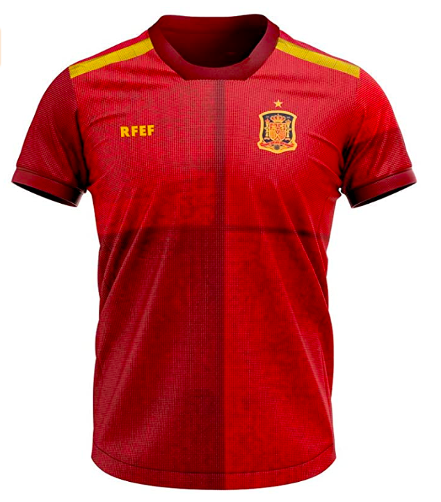 Camiseta réplica oficial de la primera equipación de la selección española en la Euro 2020.