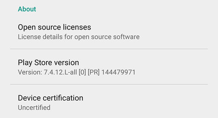 Google Play se dirá si tu dispositivo está certificado para incluir los servicios de Google
