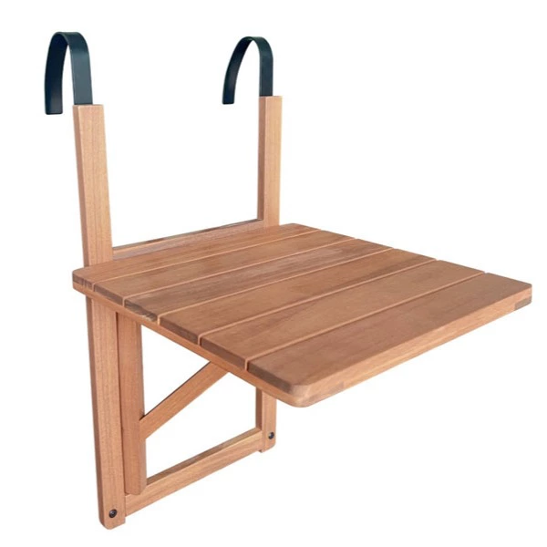 Mesa auxiliar de madera para balcón, plegable, Bragance 40cm, Madera, 42x40x68 cm