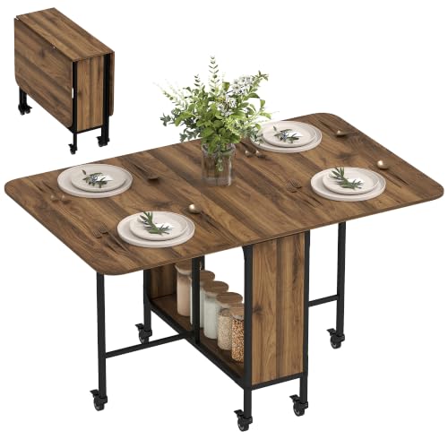 HOMCOM Mesa Plegable de Comedor con Ruedas