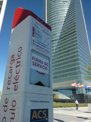 Punto de recarga fuera de servicio Madrid