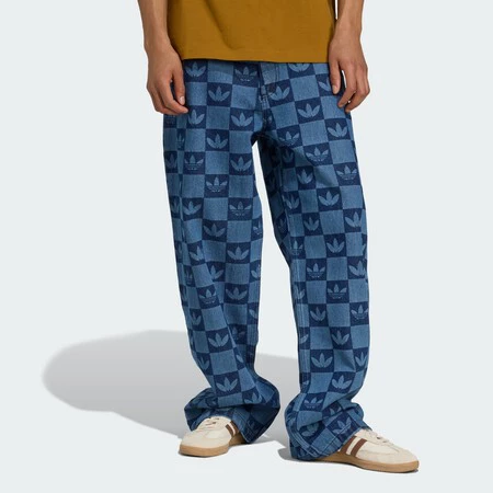 Pantalon Monogram All Over Print Regular Denim Azul