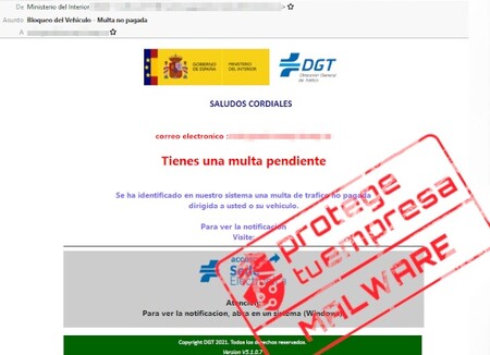 Si te llega un correo con el asunto "bloqueo de vehículo-multa no pagada" elimínalo, es una estafa