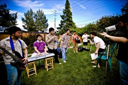 Artistas grabando videoclip
