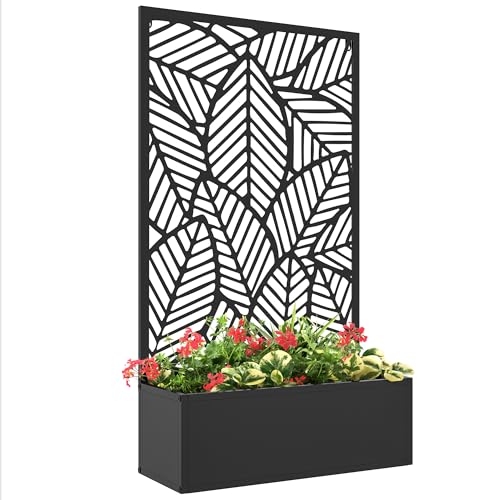 Outsunny Jardinera con Biombo de Metal Huerto Urbano de Pared o de Pie 
