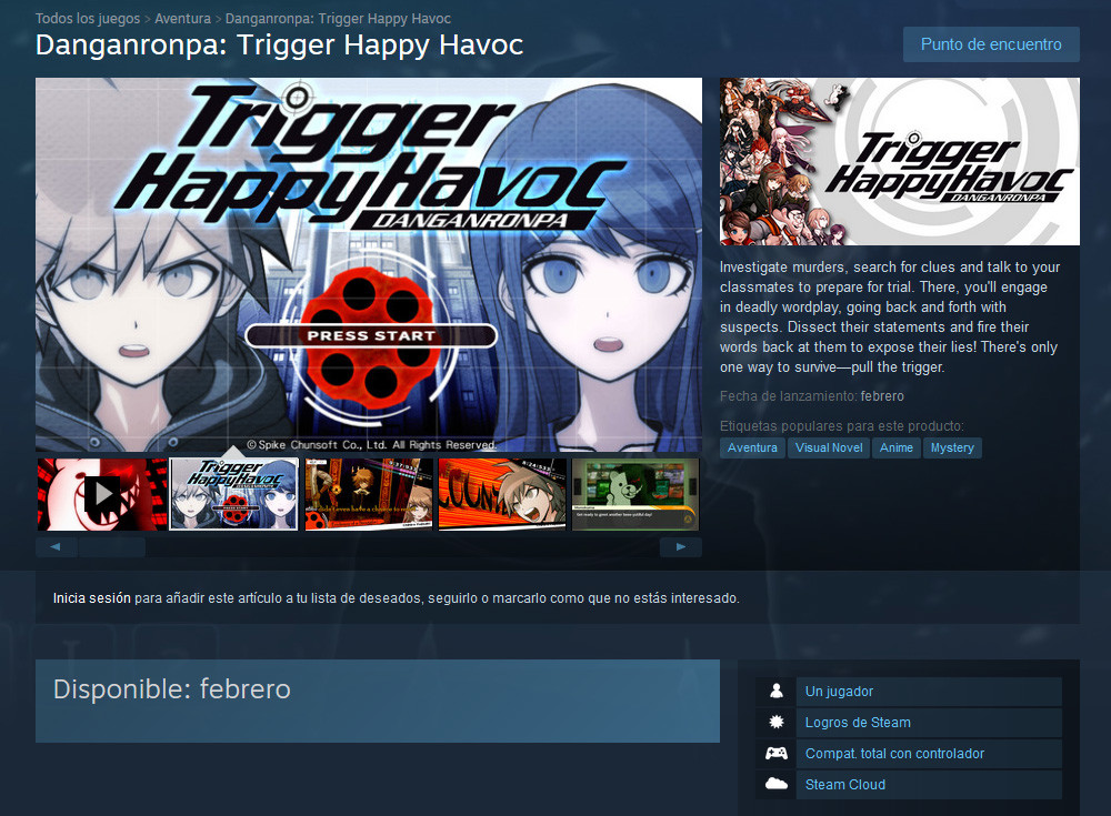 Danganronpa: Trigger Happy Havoc llegará a Steam en el mes de febrero