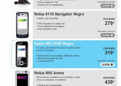 Yoigo tiene el Nokia N81 8GB