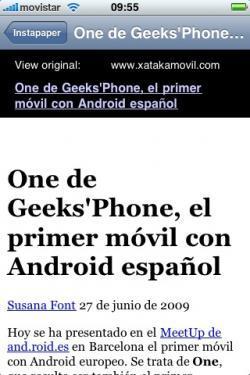 Instapaper, lectura offline de páginas web en iPhone