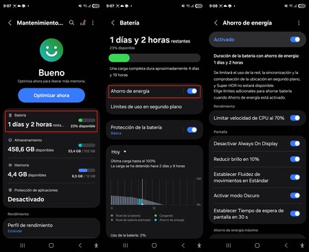Activa el modo ahorro de energía
