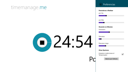 Timemanage.me y Pomodoro Focus, dos aplicaciones para usar la técnica Pomodoro en Windows 8