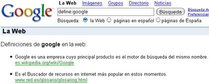 Definiciones directas con Google