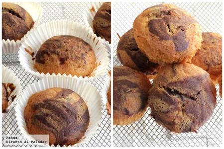 Receta de magdalenas mármol de chocolate y vainilla