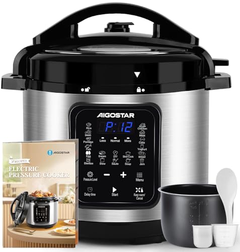 Aigostar Olla de Presión Eléctrica Programable 6L 1000W Panela