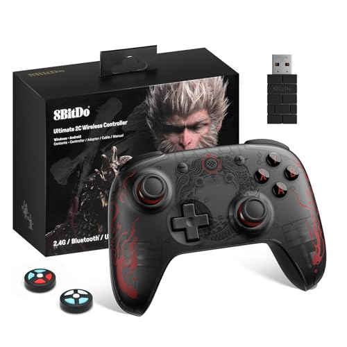 8Bitdo Ultimate 2C Mando Inalámbrico para PC con Windows/Android, Joysticks de Efecto Hall y Gatillos Hall, Sin Derrapes, Frecuencia Sondeo 1000Hz, Botones L4/R4 Reasignables - Black Myth: Wukong