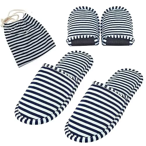 EQLEF Zapatillas viaje, no desechables (Adultos,Rayas)