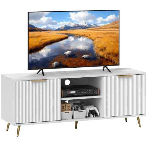 HOMCOM Modern TV Cabinet for Living Room 55 Inch 120x35x48 cm White