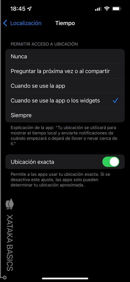 Opciones App