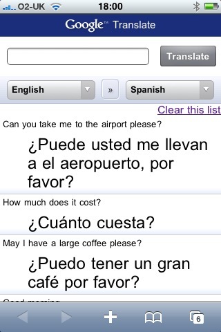 Google Translate en el iPhone