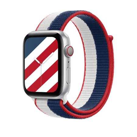 米国国旗をあしらった文字盤と、Apple 限定版のストラップが付属しています。