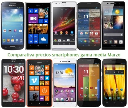 Comparativa precios Moto X, Lumia 1320, Huawei P6, Galaxy S4 mini, Xperia Z, Moto G, Lumia 625 y otros gama media en marzo