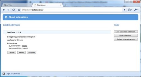 Chrome ya tiene un gestor de extensiones en la versión de desarollo