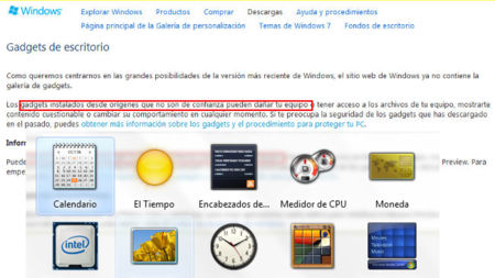 Microsoft adelanta el fin de los gadgets de escritorio por cuestiones de seguridad
