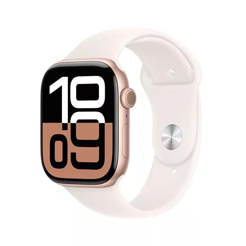 Apple Watch Series 10 GPS Smartwatch con Caja de Aluminio Oro Rosa de 46 mm y Correa Deportiva Rosa Rubor - Talla S/M. Monitor de entreno, App ECG, Pantalla Retina Siempre Activa Apple Watch Series 10 GPS Smartwatch con Caja de Aluminio Oro Rosa de 46 mm y Correa Deportiva Rosa Rubor - Talla S/M. Monitor de entreno, App ECG, Pantalla Retina Siempre Activa