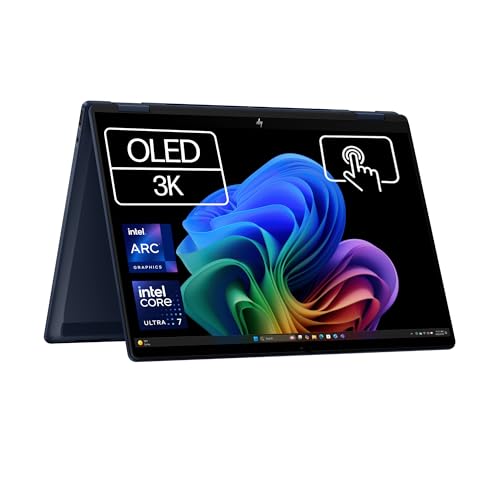 HP Omnibook X Flip - Ordenador portátil Convertible de 14" OLED 3K táctil (Intel Ultra 7-258V EVO, 32GB RAM, 1TB SSD, Intel ARC Graphics, Windows 11, WiFi 7) Silver- Teclado QWERTY Español